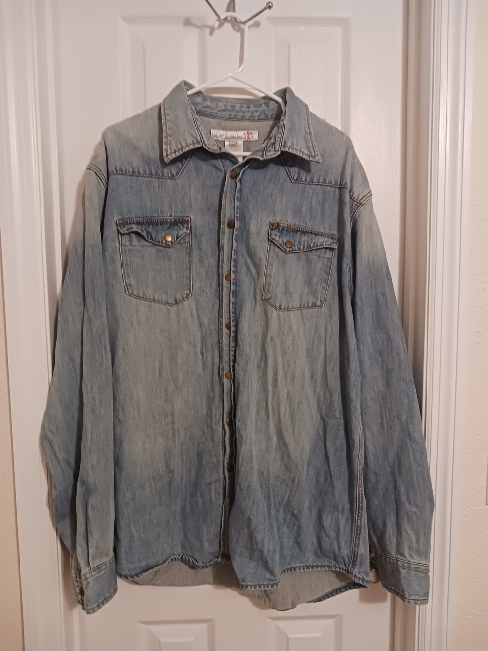 Tin Haul Light Blue Western Denim LS Snap-Down Shirt Mens 2XL